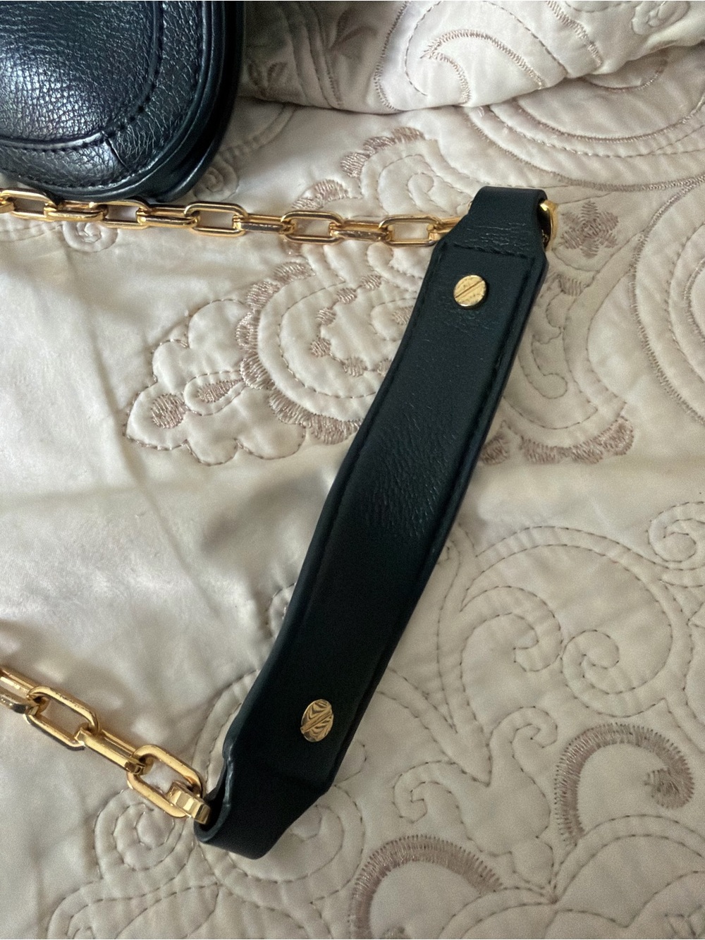 Tory Burch - Black Leather Crossbody with Gold Chain Strap - Picture 3 of 15
